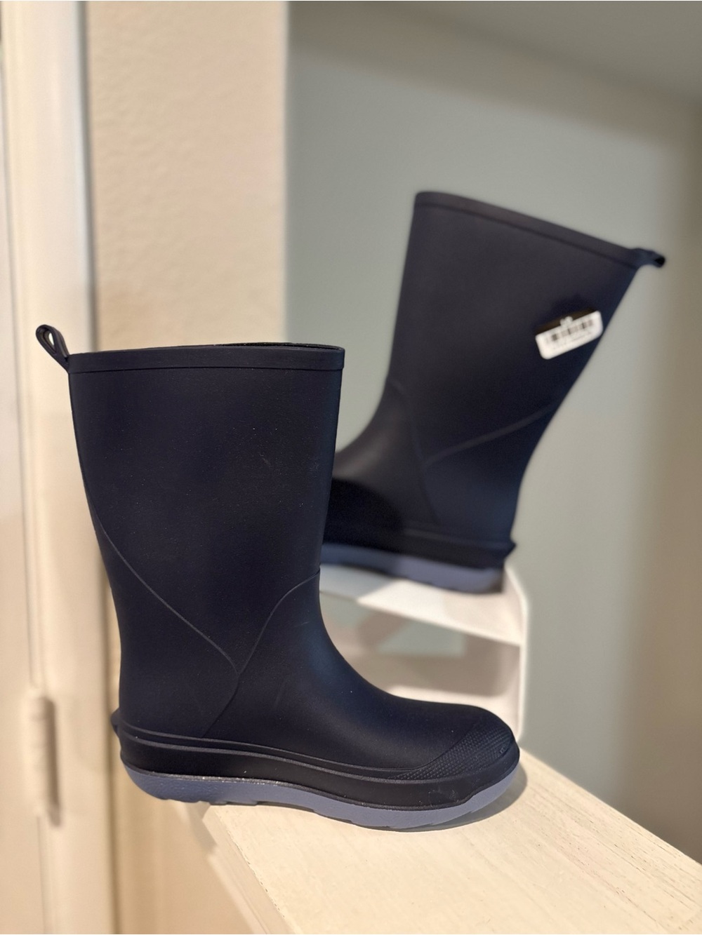NEW Cat & Jack Andy Slip On Rain Boots Navy Little Boy youth Size 13